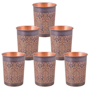 Bouteille d'eau en cuivre à motif de parchemin antique, décorative, anti-fuite, réutilisable, de qualité supérieure, pour boissons bien-être, cadeau - Product Image 4