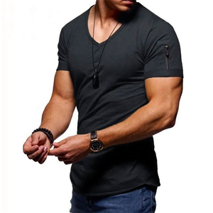 Camiseta Deportiva Ajustada con Cuello en V, Transpirable, Elástica, con Bolsillo con Cremallera, para Gimnasio, Ropa Casual, Ropa Deportiva y para Entrenamiento - Product Image 3
