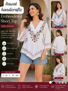 Tunique Maxi en Tissu Rayonne Brodé pour Femmes Indiennes et Musulmanes – Vente en Gros – Idéale pour Soirées et Été - Product Image 2