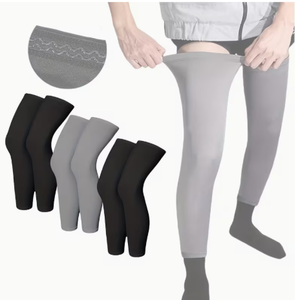 HAWK SPORTS INDUSTRIES Manchons de compression souples antidérapants pour les jambes, mélange de spandex, unisexe, respirants, gris et noir, toutes tailles - Product Image 1