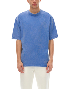 เสื้อยืดคอตตอนทรงโอเวอร์ไซส์แบบย้อมสีเอซิด ขายส่ง แขนสั้นทรงดรอปโชว์เดอร์ พิมพ์ลายพัฟฟ์แบบเป็นมิตรต่อสิ่งแวดล้อม โลโก้สั่งทำได้ สไตล์วินเทจลำลอง - Product Image 4