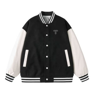 Veste de baseball en cuir universitaire de qualité supérieure la plus vendue pour hommes Conception de logo personnalisé avec col montant Service OEM/ODM accepté - Product Image 2