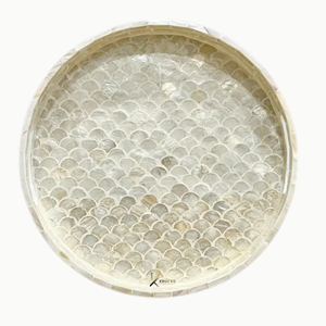 Juego de Bandejas de Servir Elegantes Hechas a Mano con Diseño Personalizado OEM ODM, de Madera y Madreperla Dorada, para Presentación de Alimentos y Decoración - Product Image 3