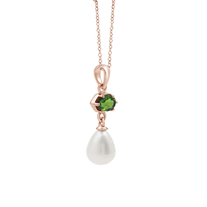 Nouveau Collier Pendentif Tendance en Argent Sterling 925 avec Diopside Chromé Naturel et Perle pour Femme, Vente en Gros de Bijoux - Product Image 4