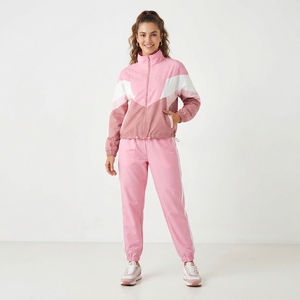 Survêtement coupe-vent deux pièces zippé pour femme avec empiècement en V contrastant - Product Image 6