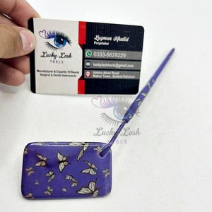 Miroir de cils en acier inoxydable imprimé papillon bleu outil de maquillage de marque privée pour les artistes de cils miroirs d'extension de cils de beauté - Product Image 1