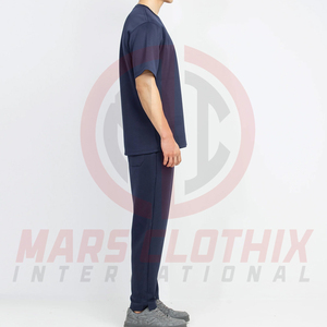 Conjunto deportivo de dos piezas para hombre, chándal de verano con diseño de logotipo personalizado, chándal de entrenamiento de tejido técnico para gimnasio y fitness para hombre - Product Image 3
