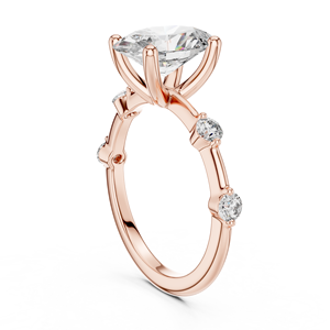 Bague de fiançailles de luxe en or rose 18 carats avec moissanite taille ovale et pierres latérales |   Bague de mariée élégante pour femme, pour occasions spéciales - Product Image 2