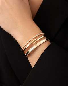 Pulseras de media eternidad con diamantes cultivados en laboratorio, engaste pavé, 6 mm, forma ovalada, con bisagras, personalizables, oro macizo de 10K, 14K, 18K, venta al por mayor - Product Image 5