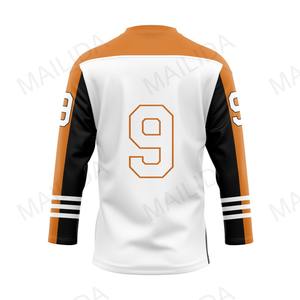 Maillot de hockey sur glace OEM bleu et blanc en maille respirante, personnalisable avec broderie en twill, uniforme de hockey sur glace - Product Image 4