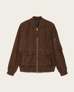 Men's Rokko Relaxed <b>Suede</b> Bomber <b>Jacket</b> | Premium Goat <b>Suede</b> <b>Leather</b> Outerwear | OEM Manufacturer - Product Image 1