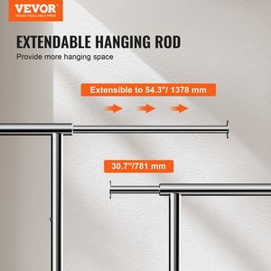 Porta indumenti per indumenti pesanti con 2 ruote chiudibili a chiave per appendere la lunghezza inferiore dei panni - Product Image 2