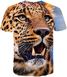 T-shirt en velours à manches courtes et col rond pour homme, coupe ample, anti-plis, imprimé léopard gothique, idéal pour l'été - Product Image 1
