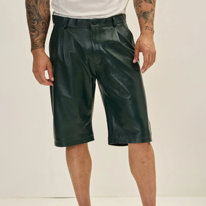 Men's <b>PU</b> Leather Cargo <b>Shorts</b> Button Fly Mid Waist Waterproof Quick Dry Breathable Colored High Street Style for Daily Wear - Product Image 4