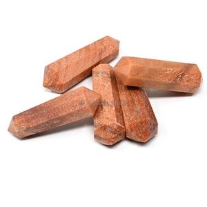 Vente en gros d'aventurine pêche à double terminaison Pierres précieuses Pointeurs fantaisie pour bijoux avec gravure de style amour Technique de sculpture - Product Image 3