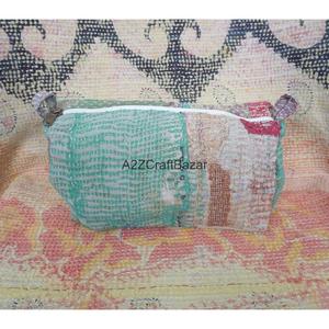 100% Pure Cotton Kantha Fabric Tassel Pattern Zipper Closure Eco-Friendly Durable Lightweight Reusable Large <b>Makeup</b> <b>Case</b> Pouch - Product Image 6