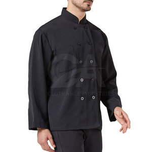 Veste de chef professionnelle 100% polyester tricoté, col mandarin, manches longues, fermeture sécurisée, personnalisable pour hôtel et restaurant - Product Image 6