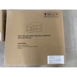 Nesting <b>Coffee</b> <b>Table</b> <b>Set</b> of 2 27.6inch Wood <b>Marble</b> Pattern Top Sturdy Metal Frame End & Side <b>Table</b> - Product Image 3