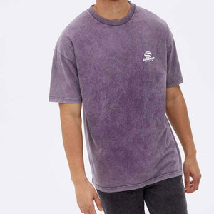 T-shirt unisexe délavé à l'acide, coupe oversize, 240-250 GSM, coton épais, coupe carrée, épaules tombantes, vintage, vierge, personnalisable, OEM, vente en gros - Product Image 2