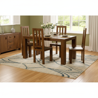 Ensemble de table à manger rectangulaire moderne en bois massif 7 pièces pour 6 personnes avec chaises à dossier à lattes et banc, meubles de maison écologiques et durables