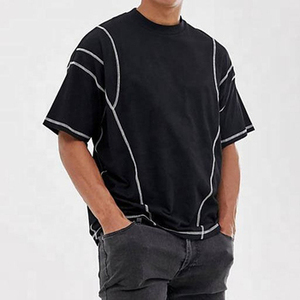 Camiseta de Punto con Bloques de Color a Precio Económico, Fabricada a Medida, 100% Algodón Grueso, Camiseta Extra Grande con Costuras en Contraste para Unisex - Product Image 6