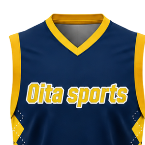 Blue Gold Adults Polyester Volleyball Uniform Sleeveless Jersey Shorts Set Sublimated Breathable <b>Athletic</b> Team Match Performance - Product Image 4