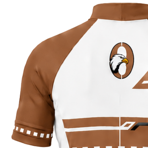 Maillot de cyclisme personnalisé par le fabricant, marron camel et blanc, manches courtes, fermeture éclair intégrale, haut de course pour vélo, vêtements de sport de plein air - Product Image 3