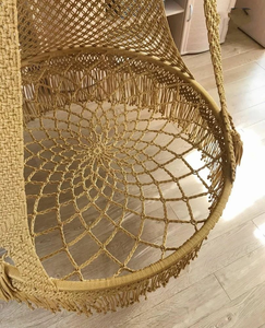 Hamaca Colgante de Macramé de Algodón Estilo Boho, Silla Colgante Tejida a Mano con Toldo Acolchado para Interiores, Exteriores y Balcón - Product Image 6
