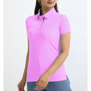 Polo de última llegada con estampado moderno para mujer, color caqui liso, atlético, transpirable, informal y personalizado. - Product Image 4