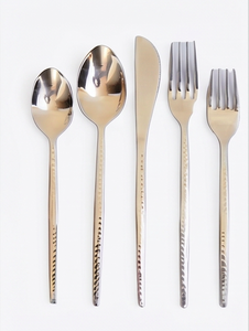 Ensemble de couverts minimalistes en acier inoxydable miroir, cuillère, couteau, fourchette, passe au lave-vaisselle, pour mariage, argenté - Product Image 1