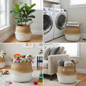 Cesta de mimbre marino, cesta plegable ecológica para plantas de interior, juguetes y ropa sucia, origen Vietnam - Product Image 5