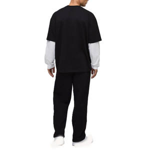 T-shirts pour hommes en coton 230 GSM, style streetwear surdimensionné à manches longues contrastées, impression de logo personnalisée, OEM - Product Image 2