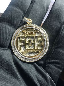 Collar con Colgante Redondo Estilo Hip Hop, Chapado en Oro, con Incrustaciones de Moissanita, Medalla de Plata 925, Certificado IGI, para Aniversario o Uso Diario - Product Image 5