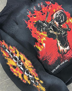 Sudadera con Capucha Vintage de Corte Regular, Algodón Grueso, Forro Polar, Bolsillos, Ecológica, Transpirable, Estilo Urbano Desgastado - Product Image 2