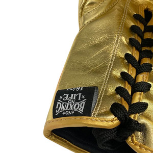 Guantes de Boxeo Personalizados Dorados 'No Boxing No Life' a Precio de Mayoreo, Cómodos para Entrenamiento y Sparring, con Cordones, para Artes Marciales Mixtas (MMA) - Product Image 4