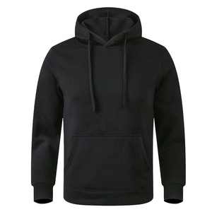 <b>Men's</b> Black Hooded Fleece Sweatshirt Regular Fit Casual <b>Pullover</b> With Front Pocket Autumn Wear - Product Image 1