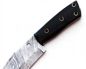 Couteau de cuisine artisanal en acier Damas, lame fixe ergonomique avec manche en Micarta, couteau de camping DIY OEM 20cm - Product Image 3