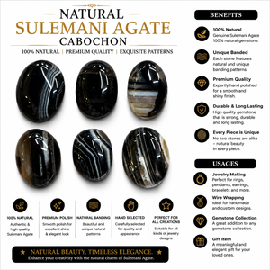 Cabujón Ovalado de Ágata Sulemani Natural Ecológica de Calidad Premium, Gema Tallada para Joyería, Cristal para Anillo o Colgante - Product Image 2