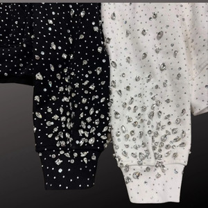 White Rhinestone Gradient Zip Hoodie Cotton Fleece Oversized Streetwear Hoodies for Men Private Label Production Supply - Product Image 6