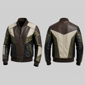 Chaqueta de cuero genuino de cordero marrón para hombre, diseño moderno, con cremallera, manga larga, chaqueta de cuero auténtico para hombre - Product Image 3