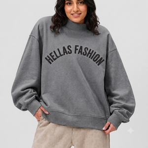 Sudadera de Cuello Alto Ligera de Algodón con Forro Polar, Logotipo Personalizado, Puños Acanalados, Mangas Largas, Calidad Superior - Product Image 1