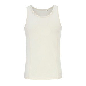Débardeur côtelé blanc pour femme, col rond, couleur unie, respirant, sans manches, longueur normale - Product Image 3