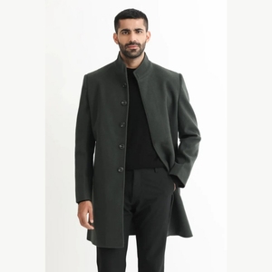 Gabardina Larga y Delgada de Lana Vintage para Hombre, Estilo Europeo Americano, Color Sólido, Informal - Product Image 6