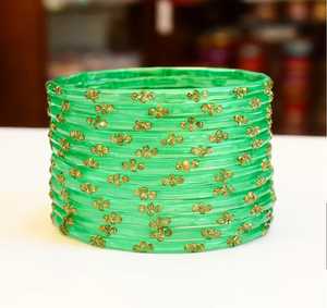 Ensemble de bracelets en verre vert clair avec motif de fleurs en strass de cristal, style bohème, bijoux pour femmes - Product Image 6