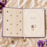 Carnet LABON personnalisé Lilas Lavande Pansy, couverture rigide en toile de lin avec feuille d'or céleste, esthétique, à grille pointillée