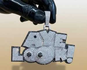 Colgante de Letra Personalizado Iced Out de Plata de Ley 925 con Moissanita VVS, Colgante Hip Hop Bicolor para Hombre - Product Image 4