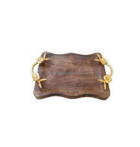 Design moderne dernier plateau en bois de forme ronde assiette de service en bois dernier plateau pour servir des aliments en gros prix bon marché - Product Image 5