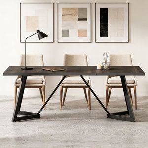Tavolo da Pranzo Moderno Allungabile con Piano in Legno Massello e Pietra di Marmo, Include Sedie per Sala da Pranzo - Product Image 4