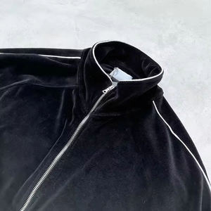 Survêtement en velours pour homme avec logo personnalisé, ensemble jogging 2 pièces, doublure en molleton de coton 360 GSM, grande taille, vêtements de sport décontractés - Product Image 5