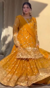 Modern Heavy Foux Georgette Fancy Embroidery Quick Dry Work Plazzo <b>Kurti</b> Dupatta Set Women Wedding Casual Wear Plus Size Salwar - Product Image 4